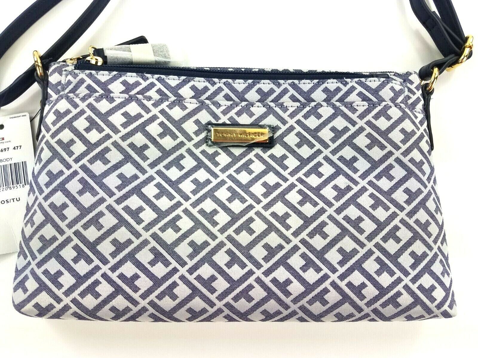 Tommy Hilfiger TH Monogram Jacquard Crossbody with Pouch Set Blue 