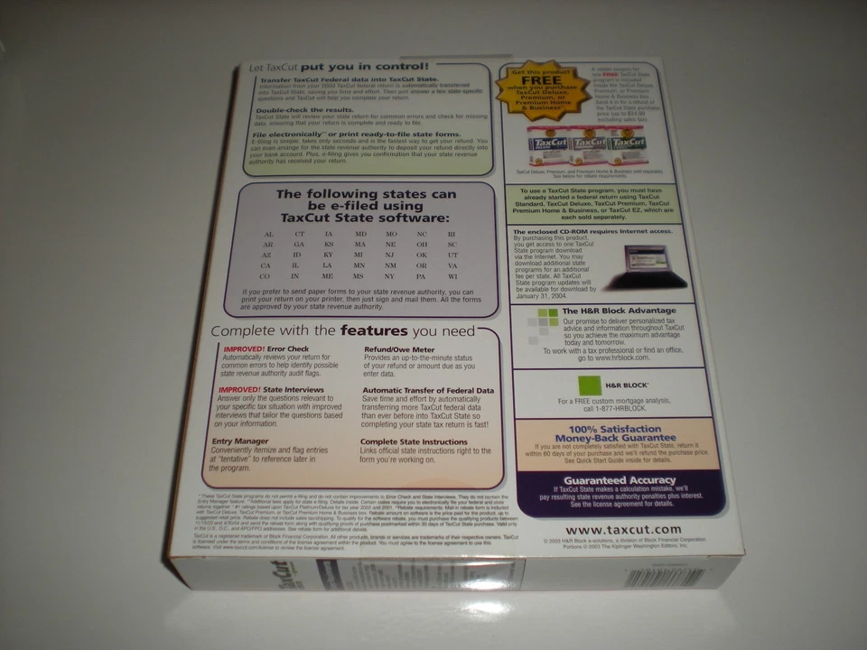 H&R Block TaxCut 2003 State version. New in box. - Image 2 of 2
