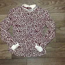 Plastic Island Floral Print Faux Double Long Sleeve W Rhinestone Collar Sz Xmall