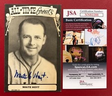 Waite Hoyt Signed All-Time Greats Postcard JSA Certified HOF NY Yankees RARE!