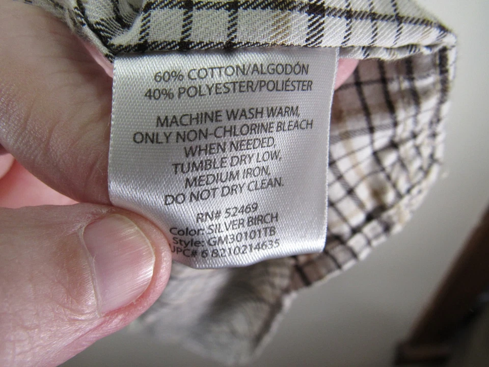 男式 George 衬衫尺寸 3XL 54 56 棕色格子纽扣前长袖 — 第 3/4 张图片