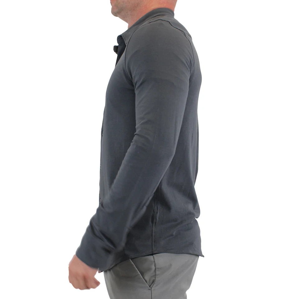 True Classic Men's, Knit Long Sleeve, Slightly Relaxed Fit Collard Shirt - Image 3 of 4
