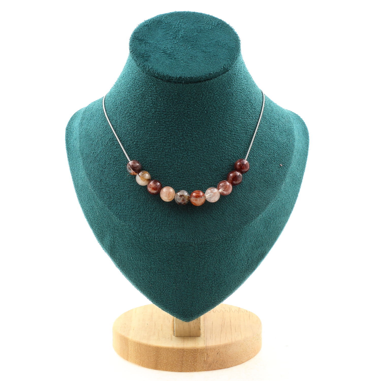 Collier Quartz Hématoïde à 10 perles de Madagascar pour booster le dynamisme et l'ancrage