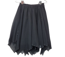 A Line Skirt Black Dance Flowy Witchy Dark Fairy Whimsigoth Elastic Waist SZ S