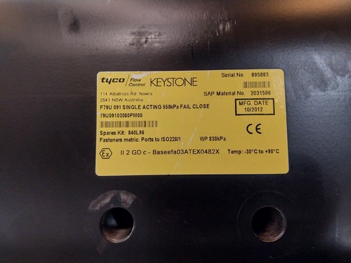 Tyco/Keystone F79U 091 Valve Actuator 5.5 Bar - Picture 15 of 17