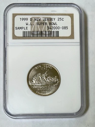 1999 D New Jersey State Quarter 25C NGC SAMPLE Slab "W.L. Super Bowl", *RARE*