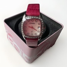 NEW Fossil 2005 F2 Mother of Pearl Crystal Bezel Leather Watch ES-9961 In Box! Fossil F2 Women Silver Case Wristwatches | eBay main image 3