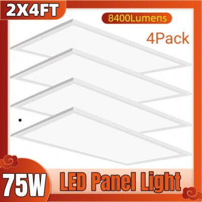 4x 75W LED Flat Panel Troffer Light Lamp 2x4FT Recessed LED Drop Ceiling Lights