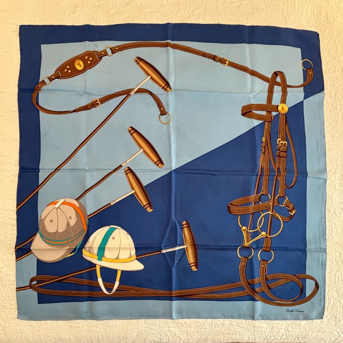 Vintage Ralph Lauren Silk Scarf Equestrian Polo Theme – Large 34