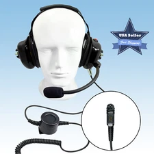 Black Behind The Head Noise Canceling Two Way Radio Headset for Motorola XPR3500