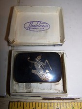 Vintage Siam Sterling Belt Buckle Silver & Black in Box