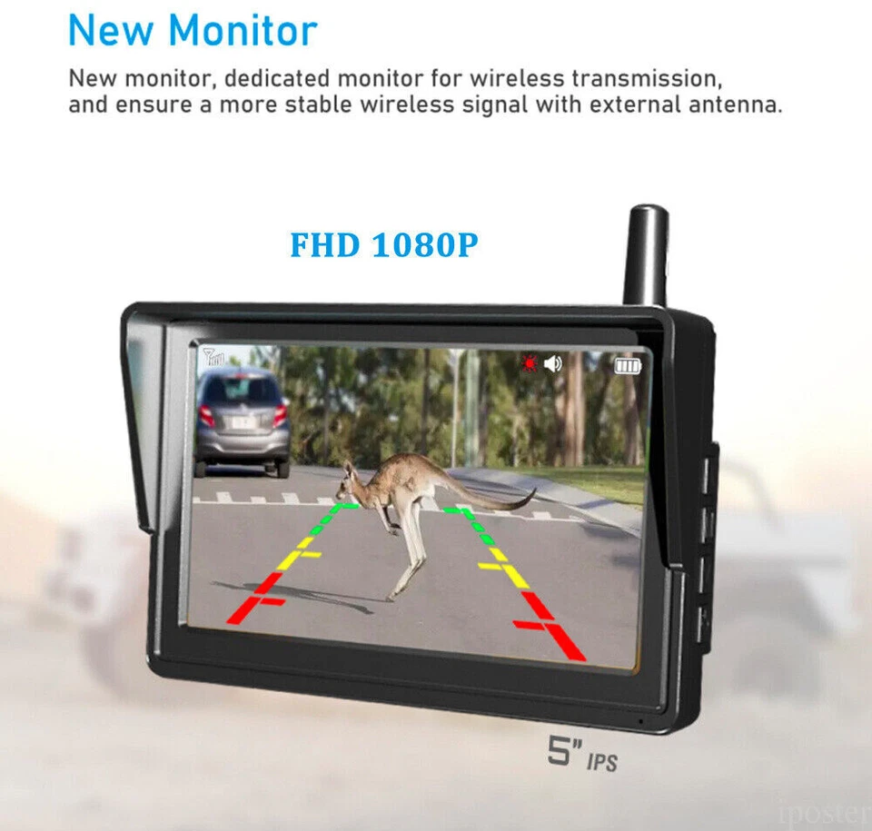 Wireless 5 Inch Monitor with Spare Tire Mount Backup Camera For Jeep Wrangler - Image 3 of 4