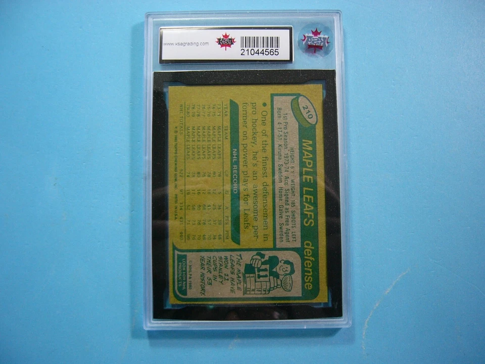 1980/81 TOPPS NHL HOCKEY CARD #210 BORJE SALMING KSA 8 NM/MINT SHARP+ 80/81 - Image 2 of 2