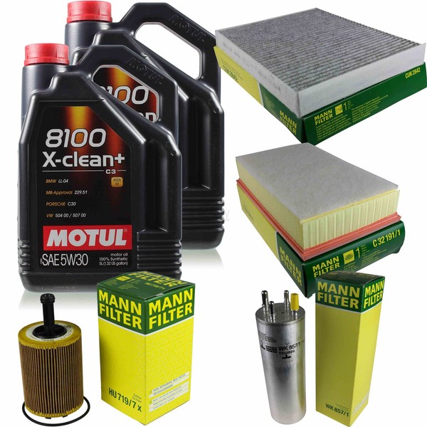 MANN-FILTER Inspektionspaket 10L Motul 5W-30 8100 X-Clean+ FüR Vw Multivan V 2.5-image