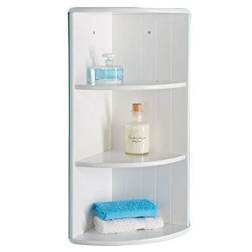 Contemporary White 3 Tier Bathroom Corner Shelves Floating Wall Shelf  Storage