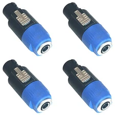 MUSYSIC Speakon 4-Pole to 1/4" TS Female Adapter Converter Jack Connector 4-Pack
