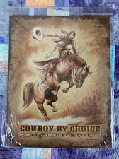 Cowboy By Choice Branded For Life Metal 12.5x16 Sign Wall Decor Bar Man Cave