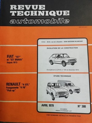 Revue Technique Renault 4 Gtl Fourgonnette 4 F6 Pick Up Rta 388 1979 Fiat  127 Ne | Ebay