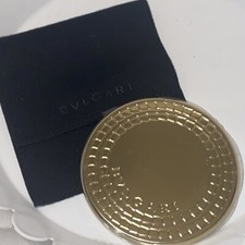 New BVLGARI Le Gemme Kobra Gold Pocket Hand Purse Makeup Mirror in Case