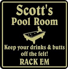 Personalized Pool Room Sign #3 Billiards Bar Beer Pub Gift Custom USA Made