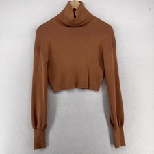 WILFRED ARITZIA Sweater XS Rebecca Turtleneck Cropped Wool Blend Pullover Brown