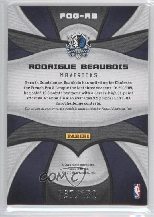 2009-10 Certified Fabric of the Game /250 Rodrigue Beaubois #FOG-RB Rookie RC - Image 2 of 2
