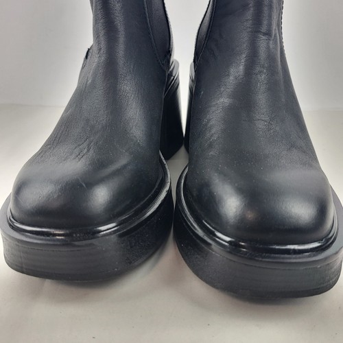 Steve Madden Women Hesitant Black Leather Lug Sole Combat Boots Size 6 US - Picture 9 of 19