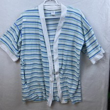 Vintage Sears Terry Cloth Robe Cover Up Women M 12/14 Blue Mint Yellow White