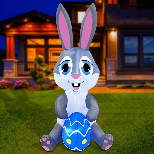 5Ft Easter Inflatables with LED Lights, Blow Up Cute Decor Clearance for Indo...