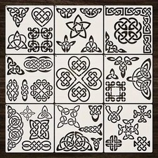 9pcs celtic 8" x 8" knot tribal rune design stencil for cakes diy  crafts