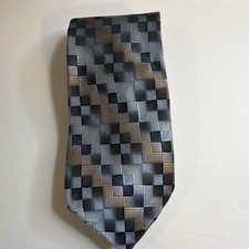 Joseph Feiss Tie Silver Geometric 100 Silk Necktie