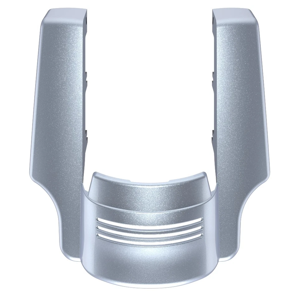 Atlas Silver Metallic Stretched Rear Fender Extension Dual Cutout For 09+ Harley - Image 2 of 4