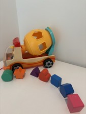 Top Bright Wooden Learning Shapes Cement Mixer Truck Sorting Toy