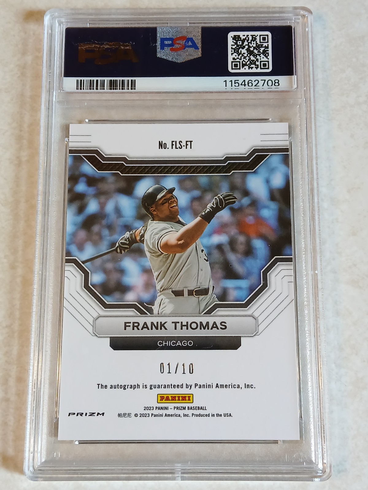 Frank Thomas 2023 Franchise Legends Gold Prizm Signature Auto PSA 9 SP 1/10 HOF view 2