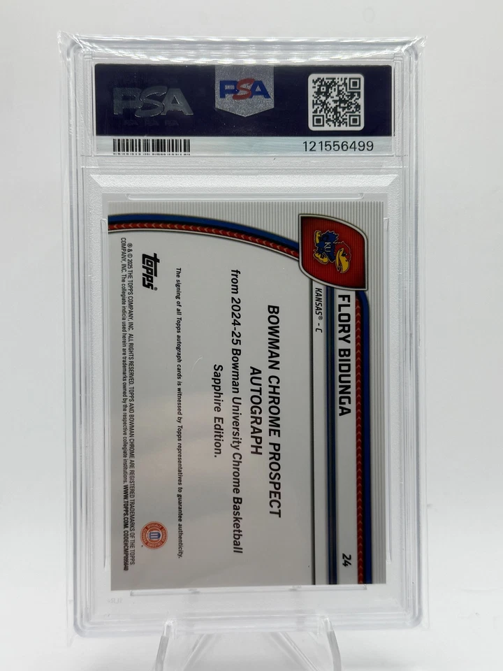 2024 BOWMAN CHROME U BLUE ICE REFRACTOR #24 FLORY BIDUNGA PSA 10 AUTO - Image 2 of 2