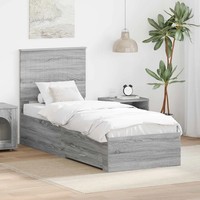 Bettrahmen Graue Sonoma Und Silber 70 X 190 Cm Holzwerkstoff