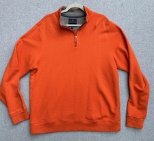Brooks Brothers Sweater Mens Large Orange Quarter Zip Pullover Embroidered Logo
