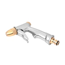 Garden Hose Nozzle Sprayer Heavy Duty Metal High Pressure Water Silver