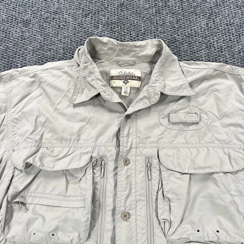Camisa Cabela's GuideWear Hombre Grande Beige Manga Larga Ventilada Pesca Senderismo Foto 3 de 4