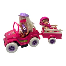 Vintage 1997 Mattel Barbie Kelly & Tommy Motorized Power Wheels Jeep