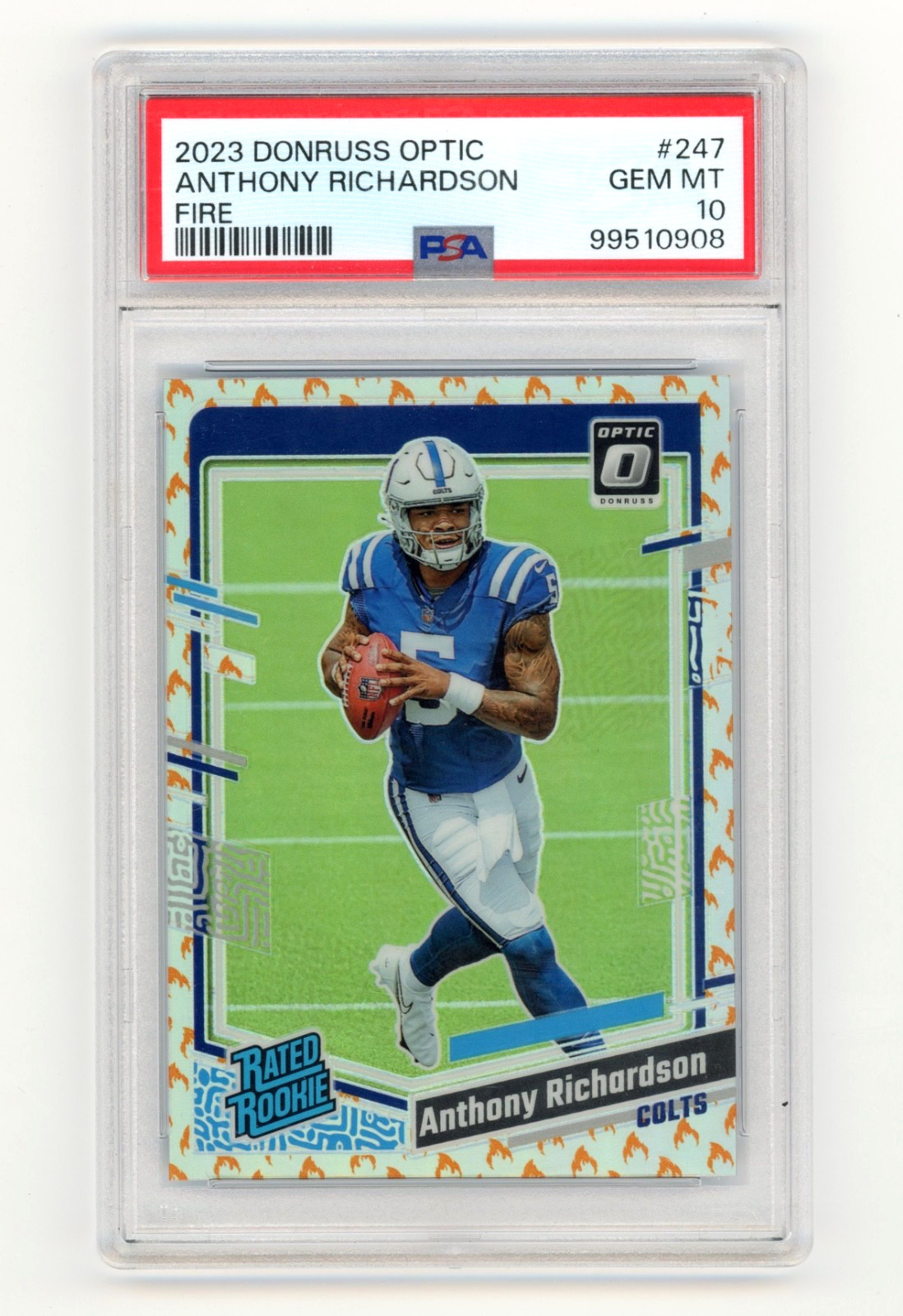 2023 Panini Donruss Optic Anthony Richardson Fire Emoji Rookie RC #247 PSA 10