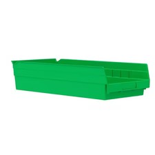 Akro-Mils 30158Green Shelf Storage Bin, Plastic, Green, 4 In H, 8 3/8 In W, 17