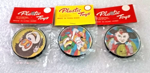 3 Dime Store Dexterity Puzzle Toys Monkey Cowboy Plastic Hong Kong 1960s NOS New