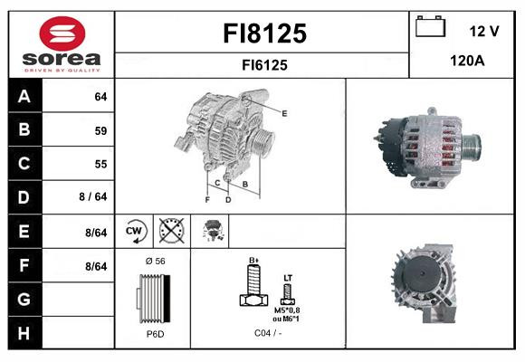Alternateur SNRA FI8125 résout les pannes de batterie sur Fiat 500