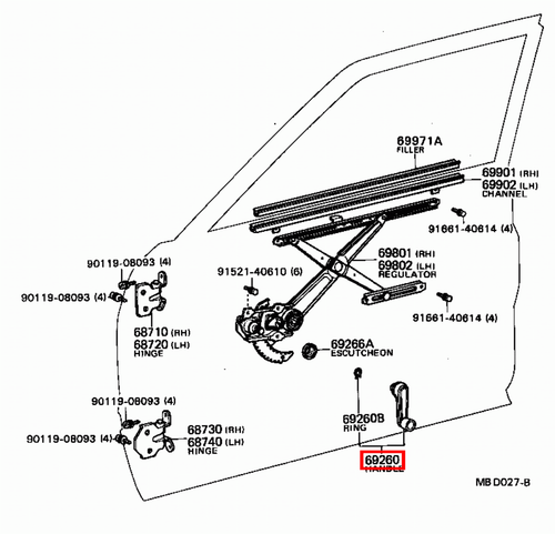 Genuine Toyota LandCruiser 47 45 Series HJ Front Door Window Regulator Handle x2 - Picture 12 of 20