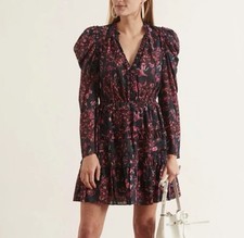 Ulla Johnson Prissa Floral Print Mini Dress Midnight Blue Size 0