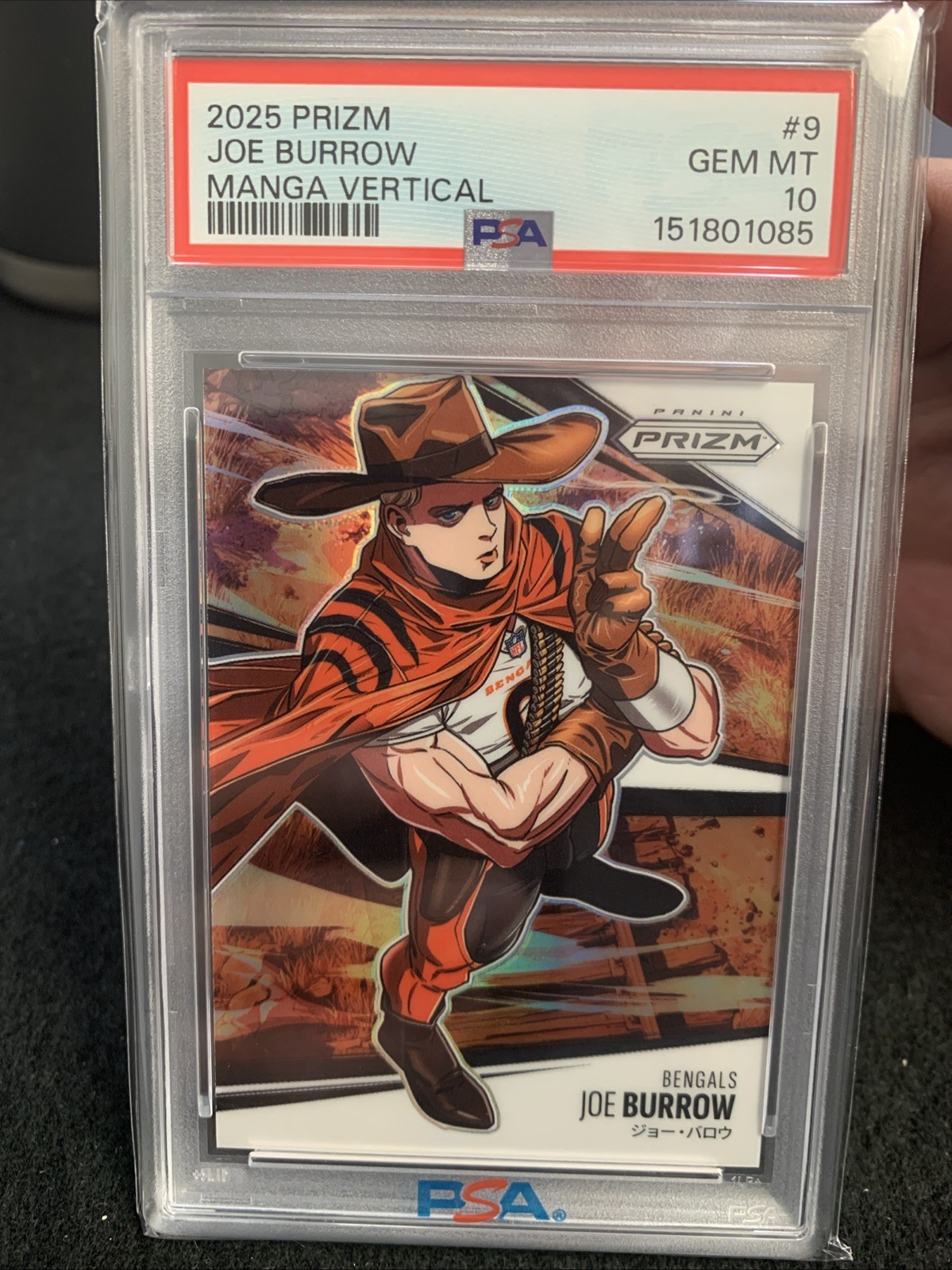 2025 PANINI PRIZM MANGA VERTICAL JOE BURROW #9 BENGALS PSA 10 GEM MT