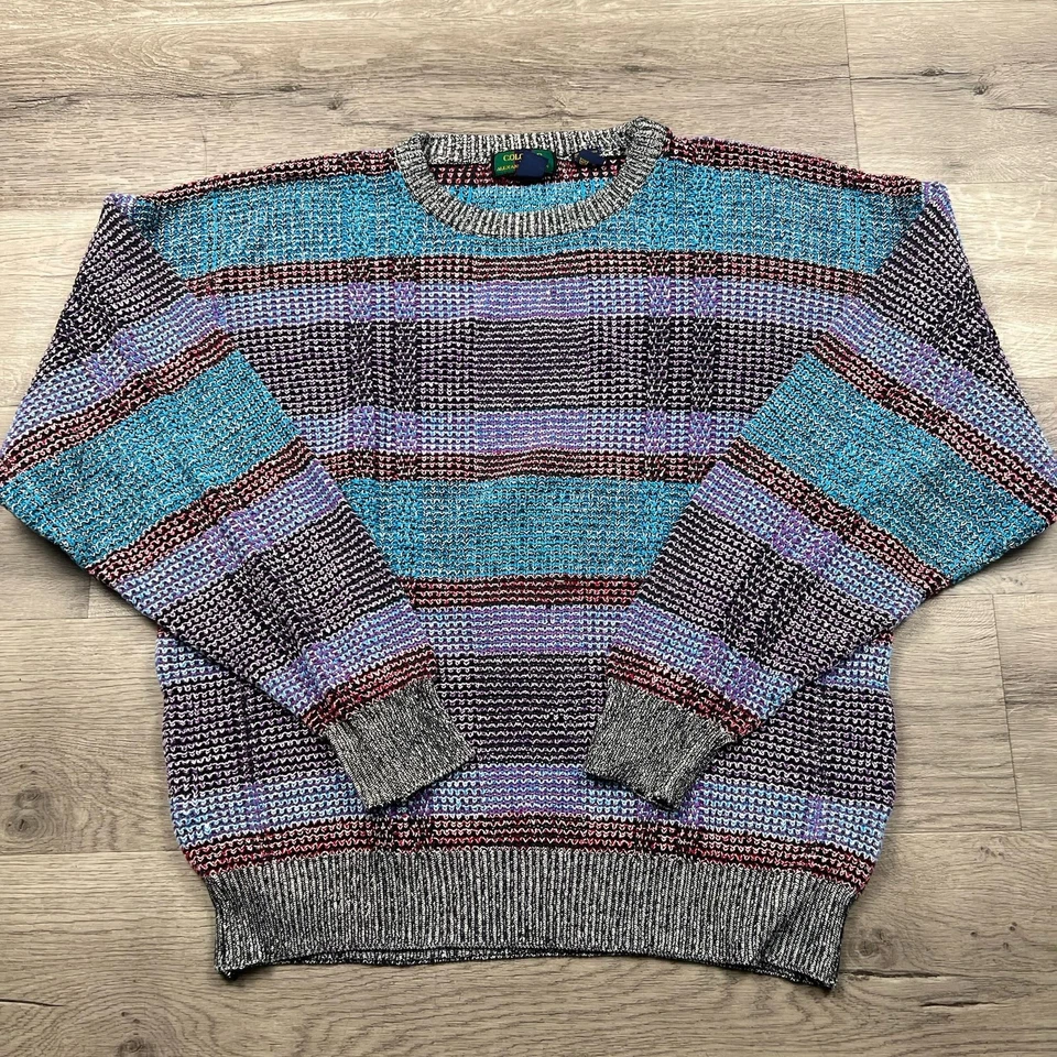 Vintage Colours by Alexander Julian Sweater Mens XL Geometric Pullover 90s COSBY - Image 2 of 4