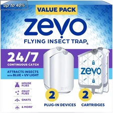 Zevo Flying Insect Trap 2-Pack | Indoor Plug-In | For Flies, Gnats & Fruit Flies