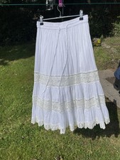 White lace midi skirt with drawstring Elasticated waistband.